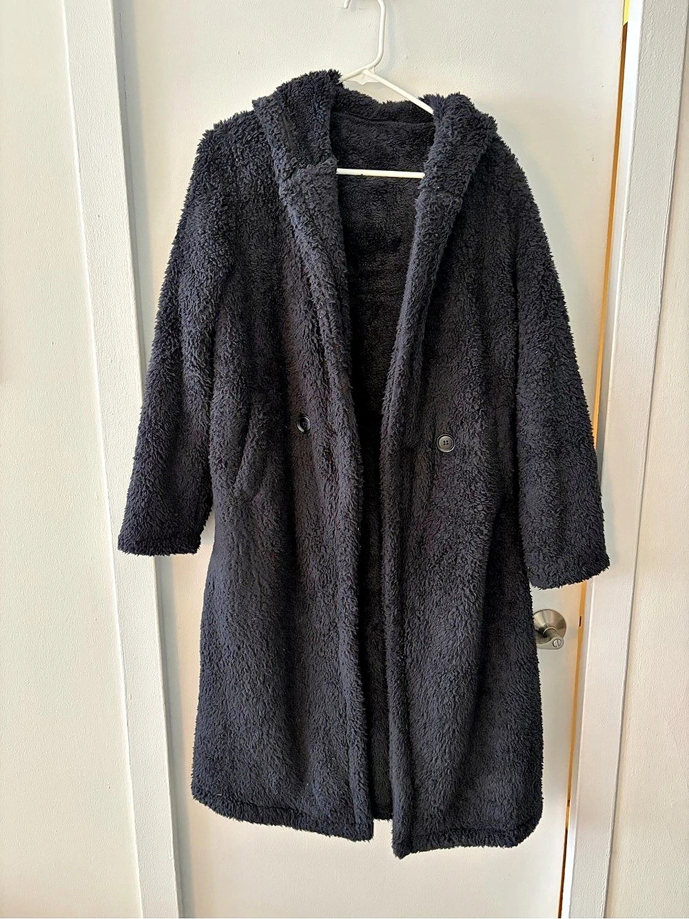 PrettyGarden Teddy Hooded Coat in Black Size Small